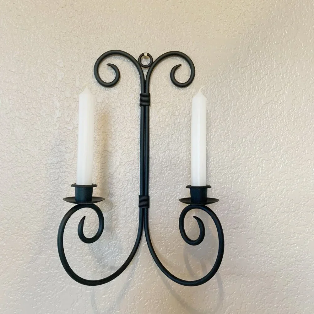 PartyLite Revere Wrought Iron Black Wall Sconce P7752 New in Original Box - Picture 9 of 9